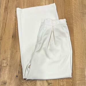 Crisp White Wide Leg Pants with Pleated Front
